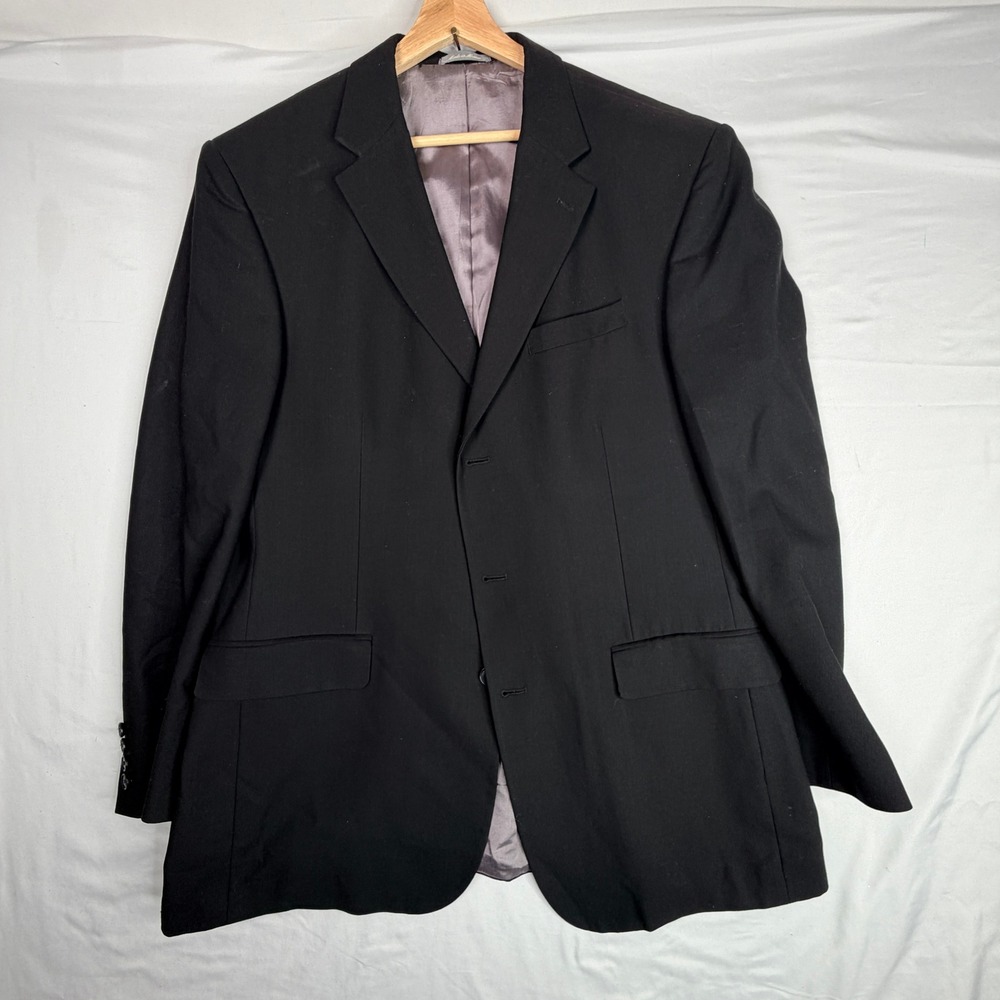 Oscar de la Renta Profile Mens Black 3 Button Blazer Sport Coat Jacket